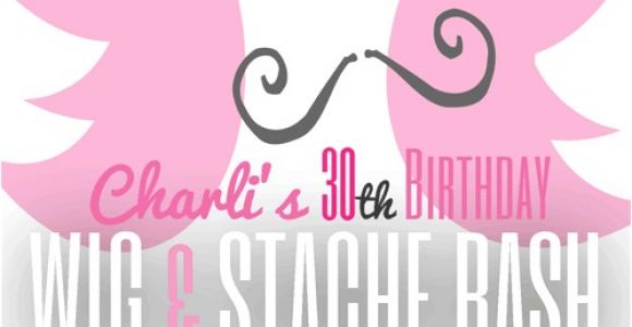 Wig and Mustache Party Invitations Wig and Mustache Bash Wig and Stache Party Invite From