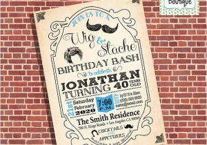 Wig and Mustache Party Invitations Wig and Mustache Birthday Invitation Wig & Stache Party Bash