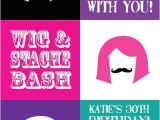 Wig and Mustache Party Invitations Wig and Stache Bash Mustache Printable Adult Birthday