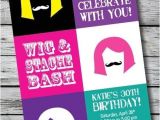 Wig and Mustache Party Invitations Wig and Stache Bash Mustache Printable Adult Birthday