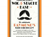 Wig Party Invitations Retro Wig and Mustache Bash Birthday Party Invitation