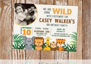 Wild Animal Birthday Party Invitations Wild with Excitement Jungle theme Zoo Animal Birthday