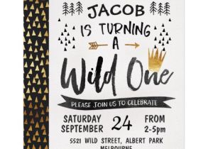 Wild One Birthday Invitation Template Black Gold Wild One Boys 1st Birthday Invitation Zazzle Com