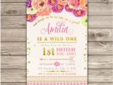 Wild One Birthday Invitation Template Wild One Birthday Invitations Pink and Gold Party Girl First