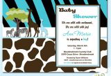 Wild Safari Blue Baby Shower Invitations Baby Shower Invitations Wild Safari Blue Baby Shower by