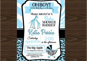 Wild Safari Blue Baby Shower Invitations Blue Safari Baby Shower Invitations