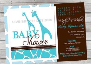 Wild Safari Blue Baby Shower Invitations Modern Wild Safari Boy Baby Shower Invitation Giraffe