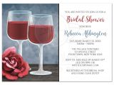 Wine Glass Bridal Shower Invitations Bridal Shower Invitations Red Wine Glasses Floral Rose