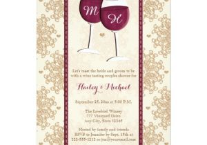 Wine Glass Bridal Shower Invitations Monogrammed Wine Glasses Couples Wedding Shower 5" X 7