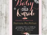 Winter Baby Girl Shower Invitations Winter Baby Shower Invitations Pink Stripes Floral