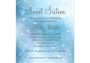 Winter Birthday Party Invitation Wording Snowflakes Sweet 16 Winter Wonderland Invitation