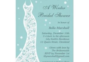 Winter Bridal Shower Invitation Wording Pretty Turquoise Winter Bridal Shower Invitation Winter