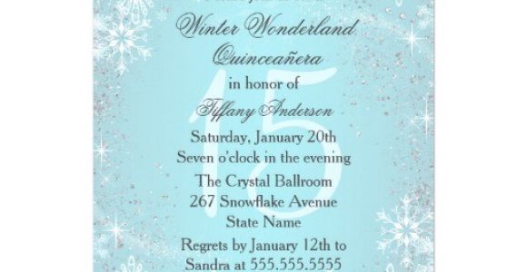 Winter Wonderland Quinceanera Invitations Blue Snowflake Winter Wonderland Quinceanera Personalized