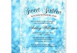 Winter Wonderland Sweet 16 Party Invitations Sweet 16 Winter Wonderland Blue Glitter Lights Invitations
