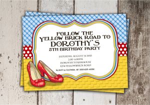Wizard Of Oz Birthday Party Invitations Wizard Of Oz Birthday Invitation Follow the Yellow Brick