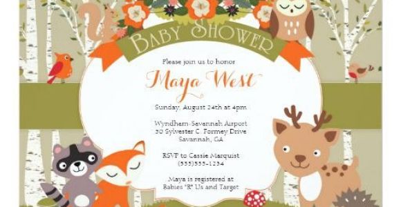 Woodland Animal themed Baby Shower Invitations Woodland Baby Shower Invitations