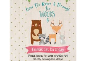 Woodland Birthday Invitation Template Cute Girls Woodland Animals Birthday Invitation Zazzle Com