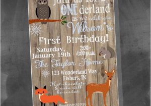 Woodland Onederland Birthday Invitations Items Similar to Digital Woodland Animals Winter
