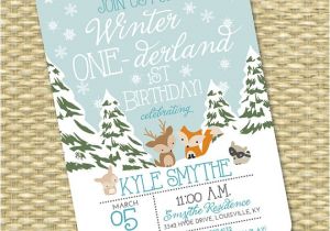 Woodland Onederland Birthday Invitations Winter Onederland 1st Birthday Invitation First Birthday