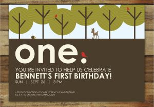 Woodland themed First Birthday Invitations forest First Birthday Party Invitation Woodland forest Party