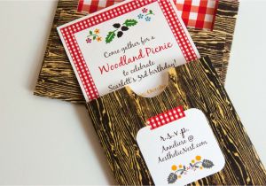 Woodland themed Party Invitations Aesthetic Nest Invites Woodland Picnic Birthday Invitation