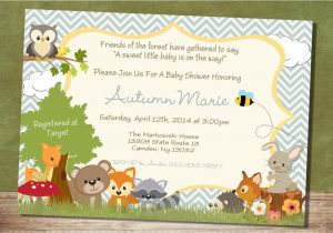 Woodland themed Party Invitations Chevron forest themed Baby Shower Invitation Woodland Baby