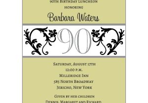 Wording for 90th Birthday Party Invitations Elegant Vine Chartreuse 90th Birthday Invitations Paperstyle