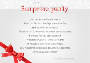 Wording for A Surprise Party Invitation Surprise Birthday Party Invitation Wording Wordings and