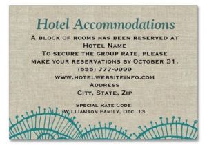 Wording for Hotel Information On Wedding Invitations Linen Teal Lace Hotel Accommodation Insert Cards