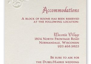 Wording for Hotel Information On Wedding Invitations Pearls and Lace Accommodations Card Invitations by Dawn