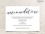 Wording for Hotel Information On Wedding Invitations Wedding Accommodations Template Printable Accommodations