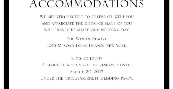 Wording for Hotel Information On Wedding Invitations Wedding Invitation Accommodation Card Wording