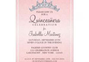 Wording for Quinceanera Invitations Glam Tiara Quinceanera Celebration Invitation Zazzle Com