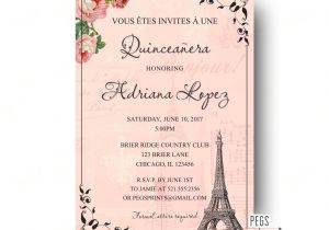 Wording for Quinceanera Invitations In English Paris Quinceanera Invitation Quinceanera Invitation