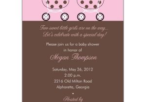 Wording for Twin Baby Shower Invitations Baby Shower Twin Pink Invitations
