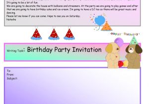 Writing Party Invitations Creative Writing Birthday Party Invite 16 A1 Level