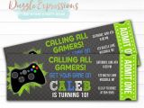 Xbox Party Invitations Printable Chalkboard Video Game Ticket Birthday Invitation