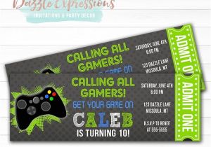 Xbox Party Invitations Printable Chalkboard Video Game Ticket Birthday Invitation