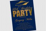 Yacht Party Invitation Template Navy Blue and Gold Boat Party Pink Glitter Birthday