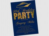 Yacht Party Invitation Template Navy Blue and Gold Boat Party Pink Glitter Birthday