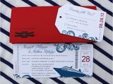 Yacht Wedding Invitation Wording Red Blue Swirl Yacht Cruise Boarding Pass Wedding