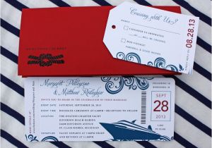 Yacht Wedding Invitation Wording Red Blue Swirl Yacht Cruise Boarding Pass Wedding