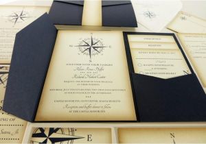 Yacht Wedding Invitation Wording Vintage Compass Wedding Invitation Navy Blue Nautical