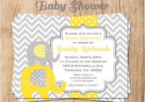 Yellow and Gray Elephant Baby Shower Invitations Grey and Yellow Elephant Baby Shower Invitation You