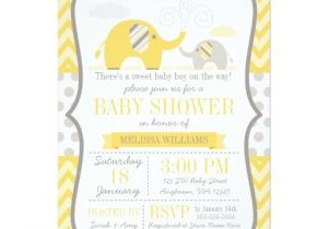 Yellow and Gray Elephant Baby Shower Invitations Mod Yellow Gray Elephant Baby Shower Invitation