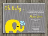 Yellow and Gray Elephant Baby Shower Invitations Printable Yellow and Gray Elephant Baby Shower Invitation
