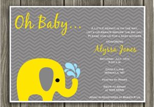 Yellow and Gray Elephant Baby Shower Invitations Printable Yellow and Gray Elephant Baby Shower Invitation