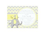 Yellow and Gray Elephant Baby Shower Invitations Yellow and Gray Elephant Baby Shower Invitation