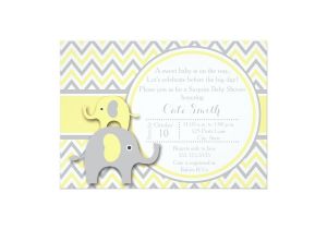 Yellow and Gray Elephant Baby Shower Invitations Yellow and Gray Elephant Baby Shower Invitation