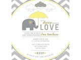 Yellow and Gray Elephant Baby Shower Invitations Yellow and Grey Elephant Baby Shower Printable Invitation